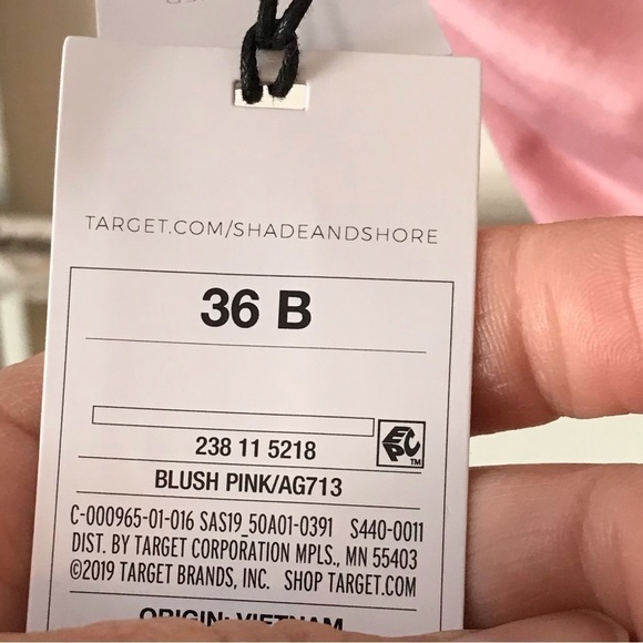 SHADE & Shore blush pink bikini swim suit bra top.  New with tags.  36B. - Picture 9 of 9